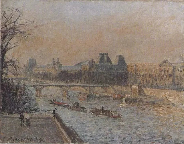 El Louvre, sol poniente, 3a serie - Camille Pissarro