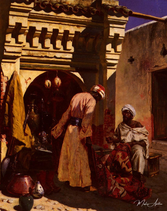 Le marchand de tapis - Rudolf Ernst - Reproductions de tableaux et peintures haut de gamme