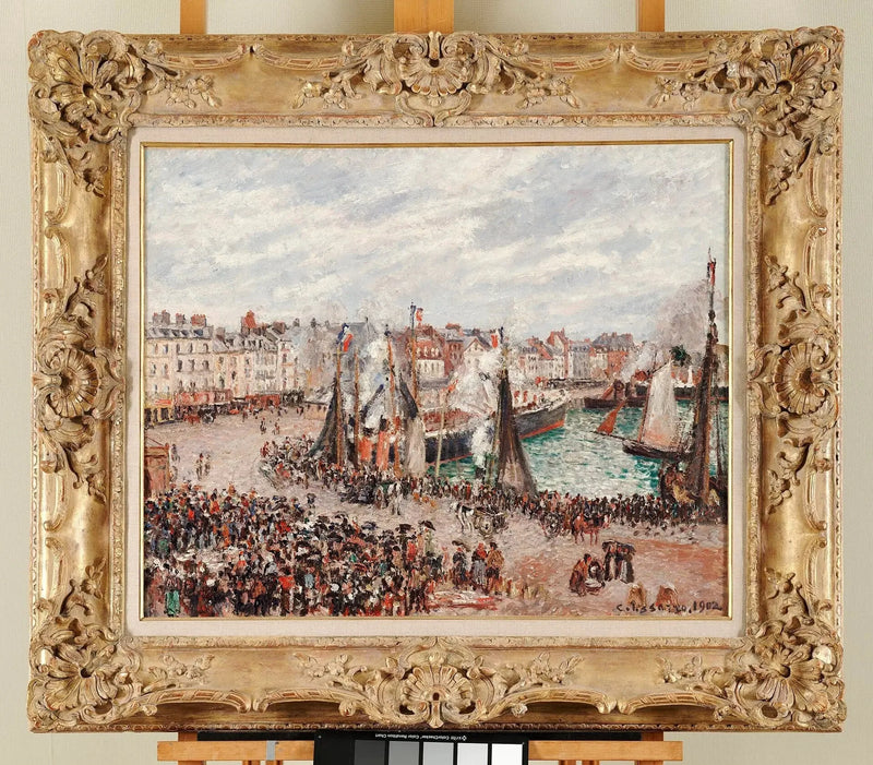 El Mercado de Pescados, Dieppe, tiempo gris, mañana - Camille Pissarro