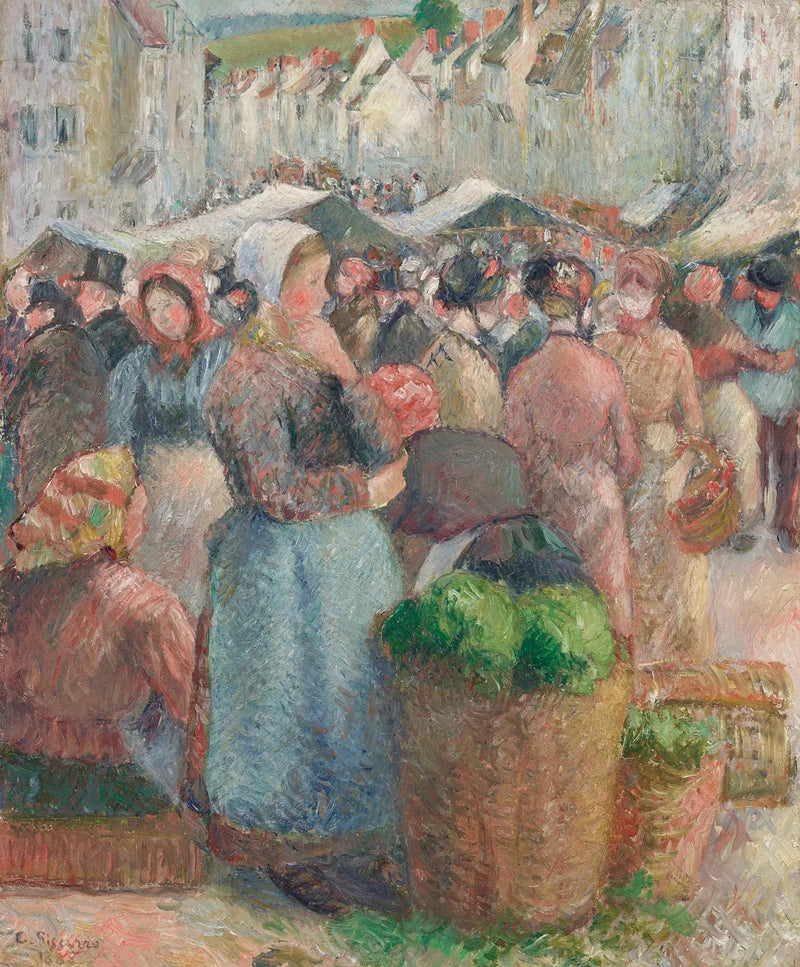 El Mercado de Gisors, Gran Calle - Camille Pissarro