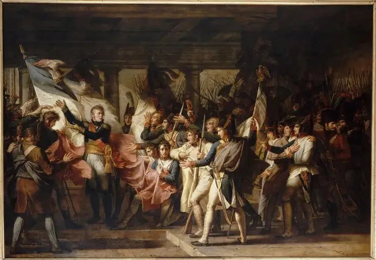 El mariscal Ney entrega sus banderas a los soldados del 76º regimiento de línea, 7 de noviembre de 1805 - Charles Meynier