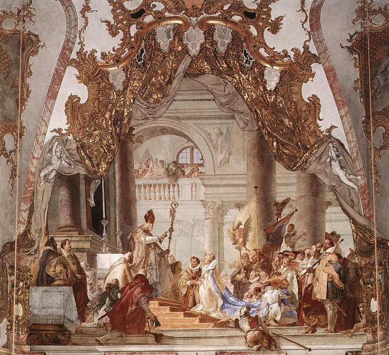 El matrimonio del emperador Federico I Barbarroja y Beatriz de Borgoña, fresco en el techo - Giovanni Battista Tiepolo