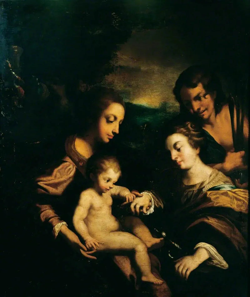 El matrimonio místico de Santa Catalina con San Sebastián - Antonio da Correggio
