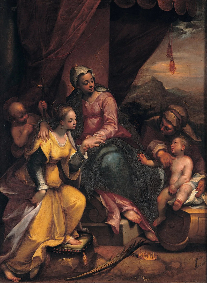 El matrimonio místico de Santa Catalina - Denis Calvaert