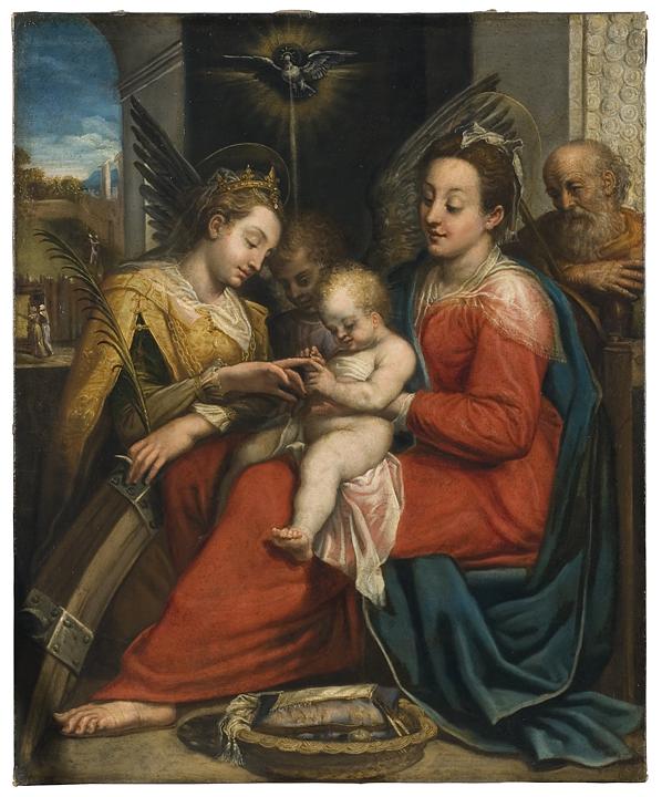 El matrimonio místico de Santa Catalina - Denis Calvaert