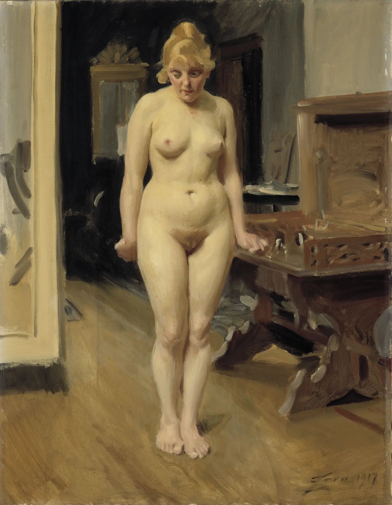 Le modèle timide - Anders Zorn image 1 tableau peint à l’huile sur toile