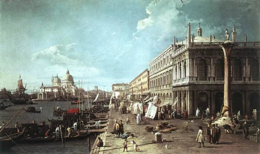 El Môle con la biblioteca y la desembocadura del Gran Canal - Canaletto