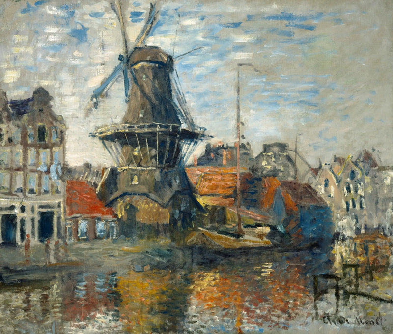 El molino de viento en el gracht Onbekende, Ámsterdam - Claude Monet
