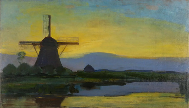 El molino de Oostzijdse de noche - Piet Mondrian