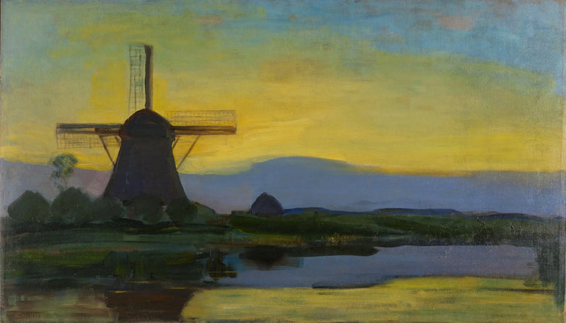El molino de Oostzijdse de noche - Piet Mondrian