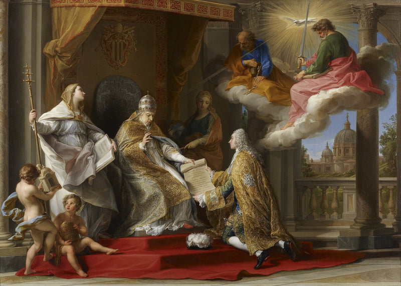 El Papa Benedicto XIV presentando la encíclica « Ex Omnibus » al Conde de Stainville, futuro duque de Choiseul - Pompeo Batoni