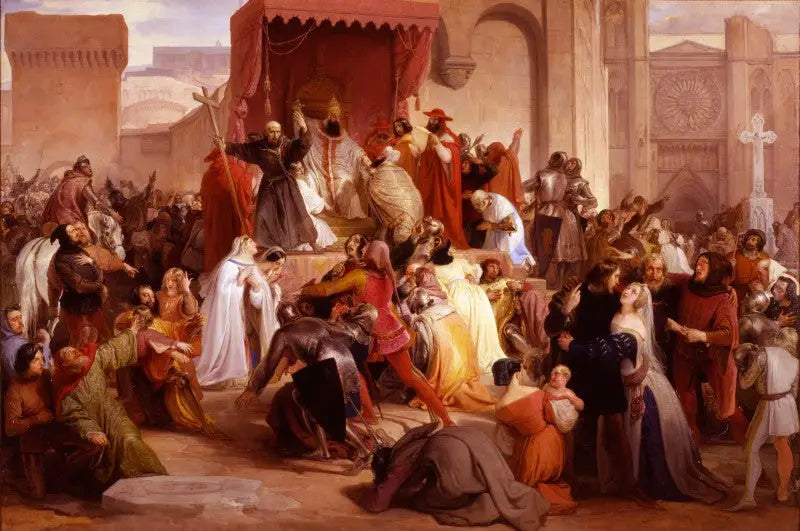 El Papa Urbano II predicando la Primera Cruzada en la plaza de Clermont - Francesco Hayez