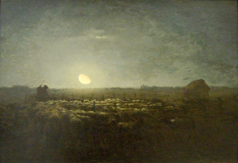 El parque de ovejas, luz de luna - Jean-François Millet