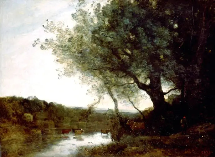 El paso del vado por la tarde - Jean-Baptiste Camille Corot