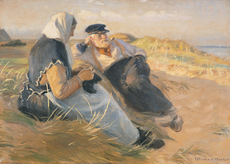 El pescador Anders Velle y su esposa, Ane, en la playa de Skagen - Michael Peter Ancher