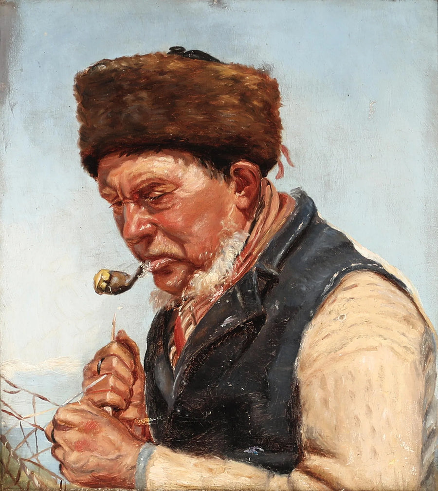 El pescador Niels Gaihede repara una red de pesca. -Michael Peter Ancher