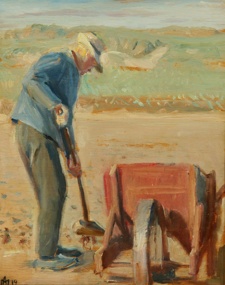 El pescador Ole Markström trabaja en la playa. - Michael Peter Ancher