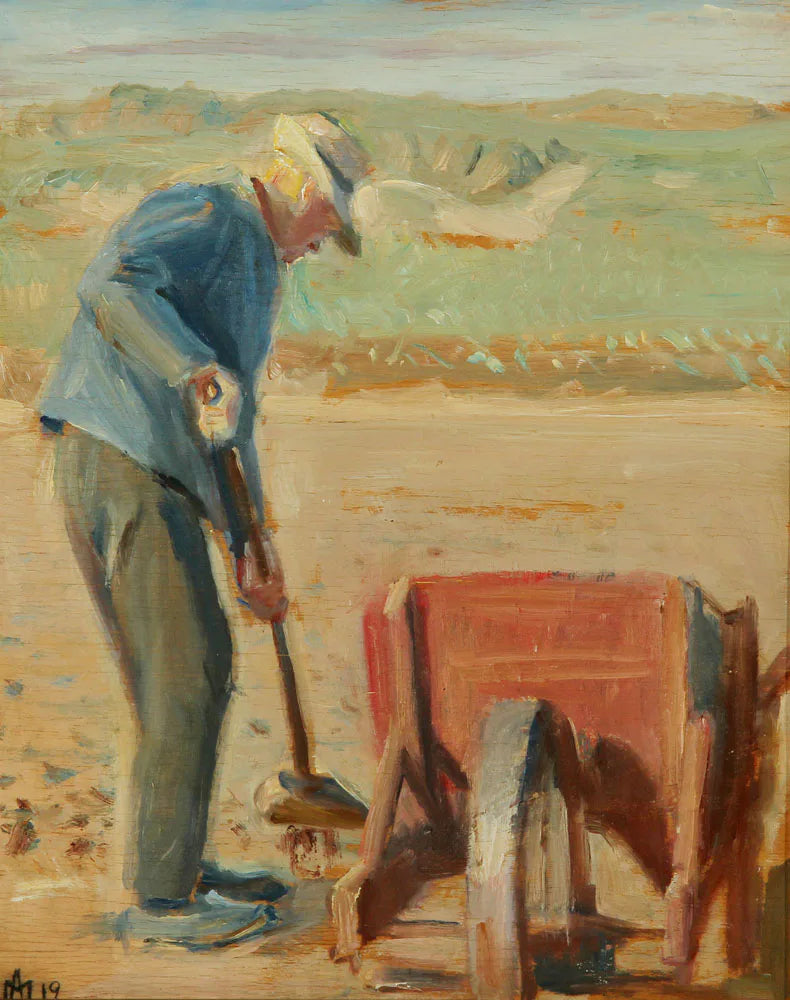 El pescador Ole Markström trabaja en la playa. - Michael Peter Ancher