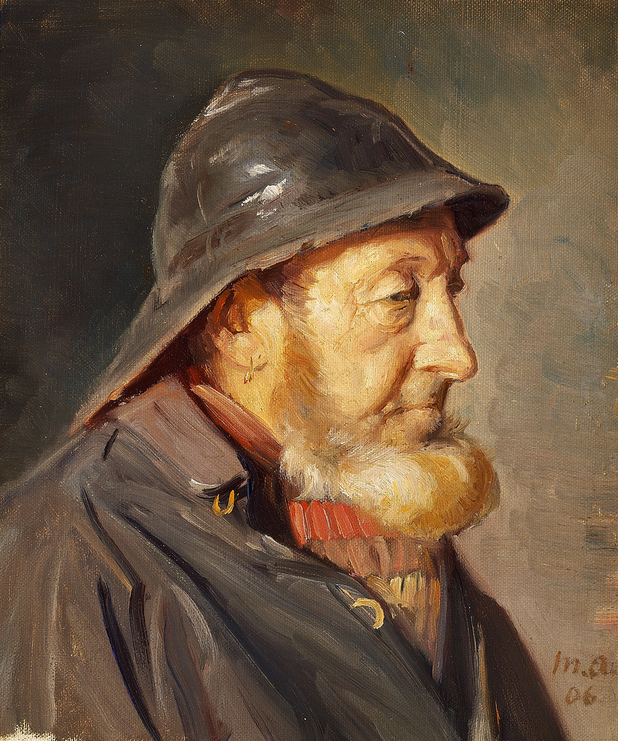 El pescador Ole Svendsen, visto de perfil. -Michael Peter Ancher