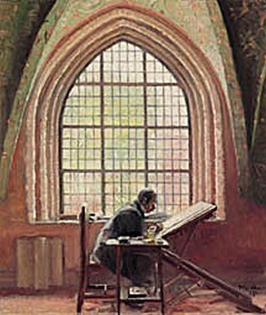 El pintor Kongstad escribe la nueva Grundlov (Constitución). -Michael Peter Ancher