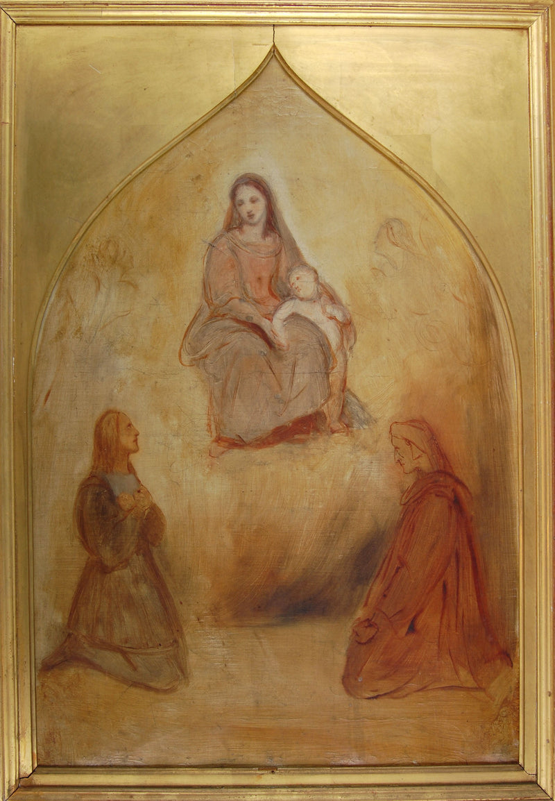 El pintor Rafael y el poeta Dante en adoración ante la Santa Virgen y el Niño - Ary Scheffer