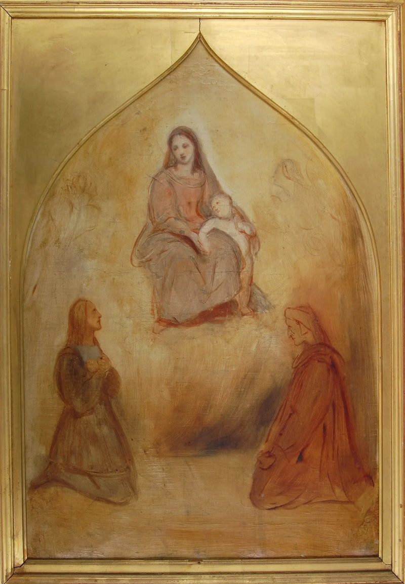 El pintor Rafael y el poeta Dante en adoración ante la Santa Virgen y el Niño - Ary Scheffer