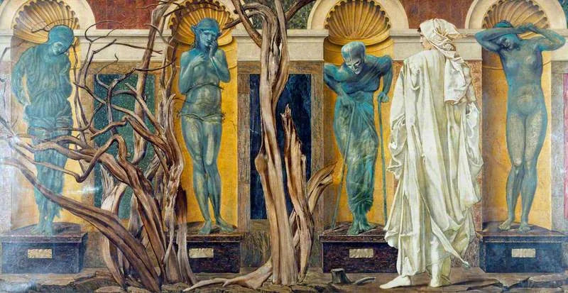 El peregrino fuera del jardín de la ociosidad (escena del 'Roman de la rose') - Edward Burne-Jones