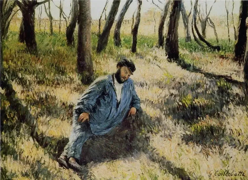 El padre Magloire tumbado en un bosque - Gustave Caillebotte