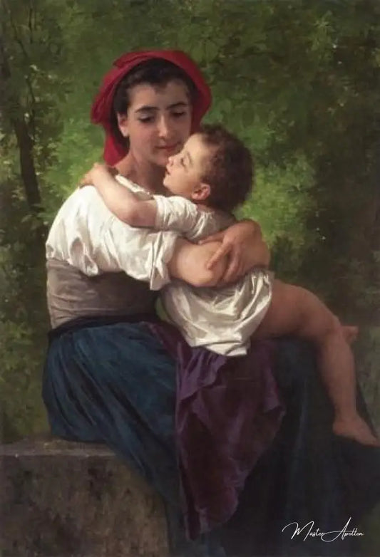 Le petit câlin - William Bouguereau - Reproductions de tableaux et peintures haut de gamme