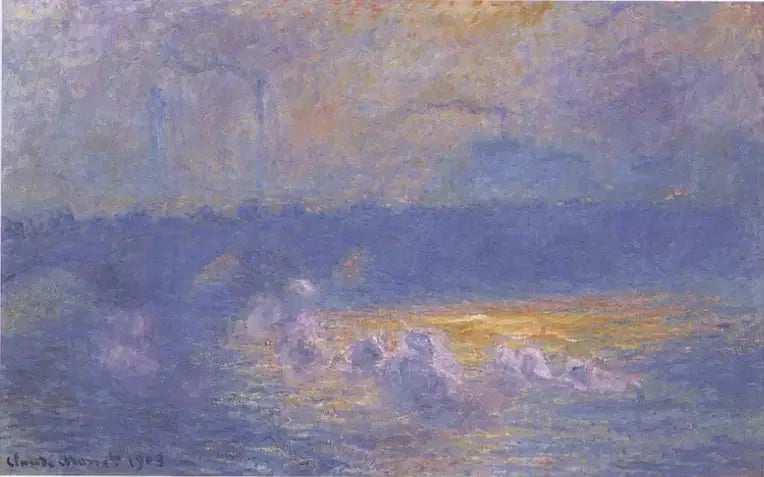 El puente de Waterloo, efecto de sol con humos - Claude Monet