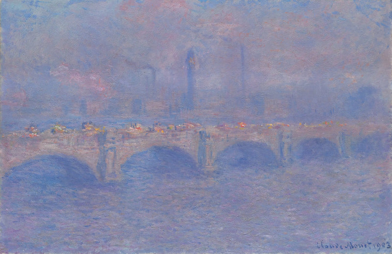 El puente de Waterloo, el efecto de la luz del sol - Claude Monet