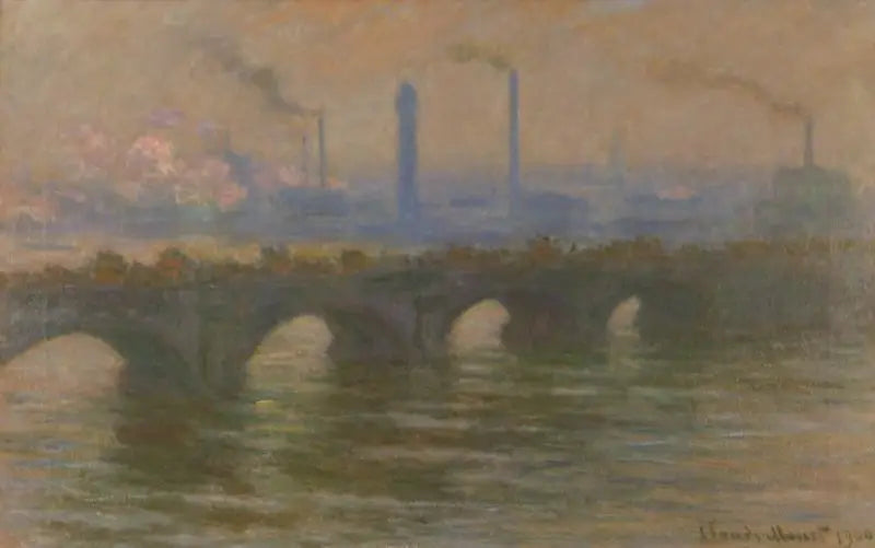 El puente de Waterloo, tiempo nublado - Claude Monet