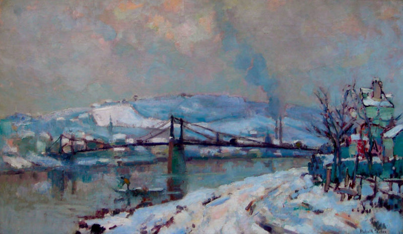 El puente de Elbeuf bajo la nieve - Robert Antoine Pinchon