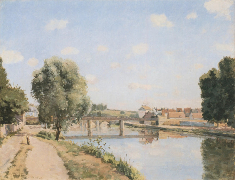 El Puente del ferrocarril, Pontoise - Camille Pissarro