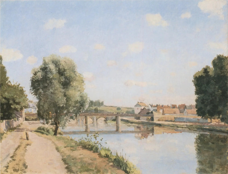 El Puente del ferrocarril, Pontoise - Camille Pissarro
