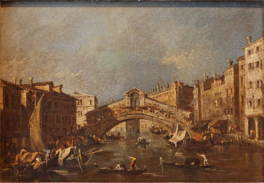El Puente de Rialto en Venecia - Francesco Guardi
