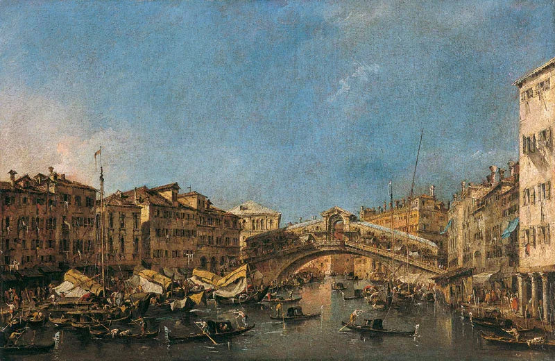 El Puente de Rialto en Venecia - Francesco Guardi