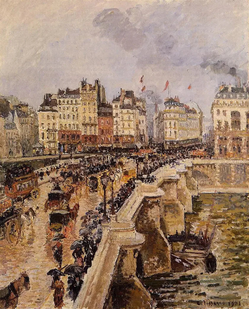 El Puente Nuevo, Tarde lluviosa (Primera temporada) - Camille Pissarro