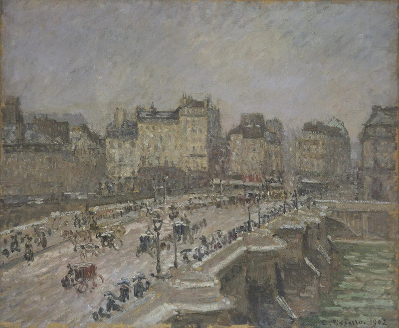 El Puente Nuevo, Efecto de Nieve (Segunda Serie) - Camille Pissarro