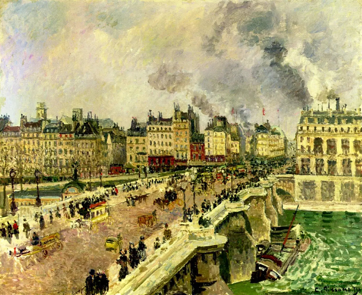 Le Pont-Neuf, épave de Bonne Mère - Camille Pissarro image 1 reproduction de peinture à l’huile