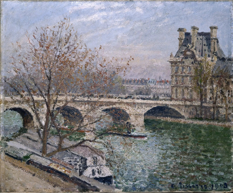 El Puente Real y el Pabellón de Flore, Mañana, Sol - Camille Pissarro