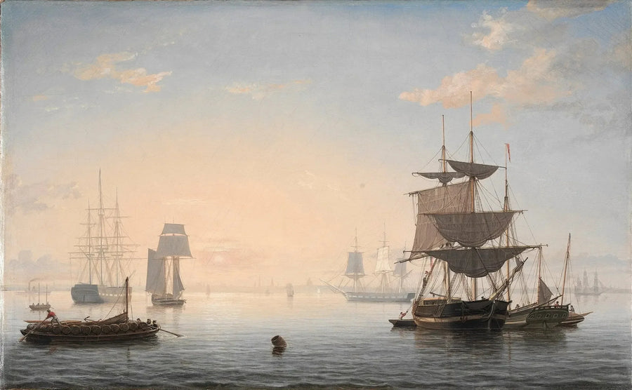 El puerto de Boston, con la ciudad a lo lejos - Fitz Henry Lane