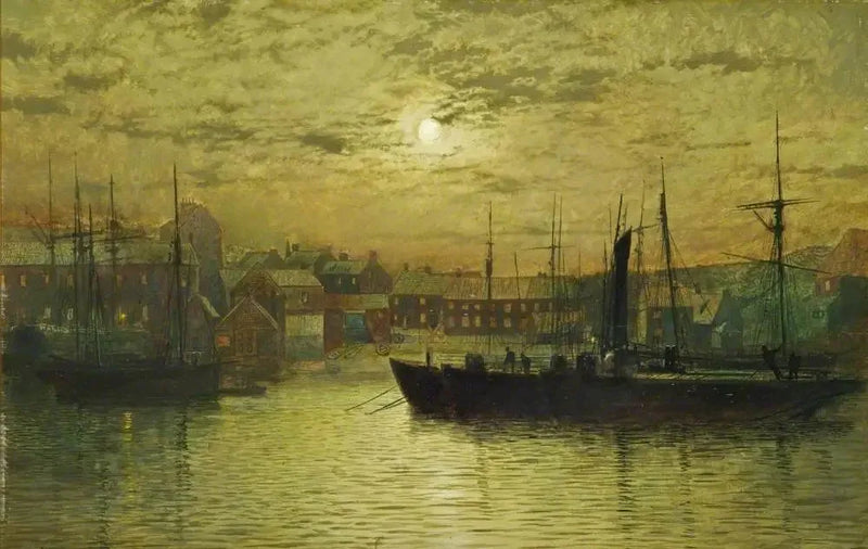 El puerto de Whitby a la luz de la luna - John Atkinson Grimshaw