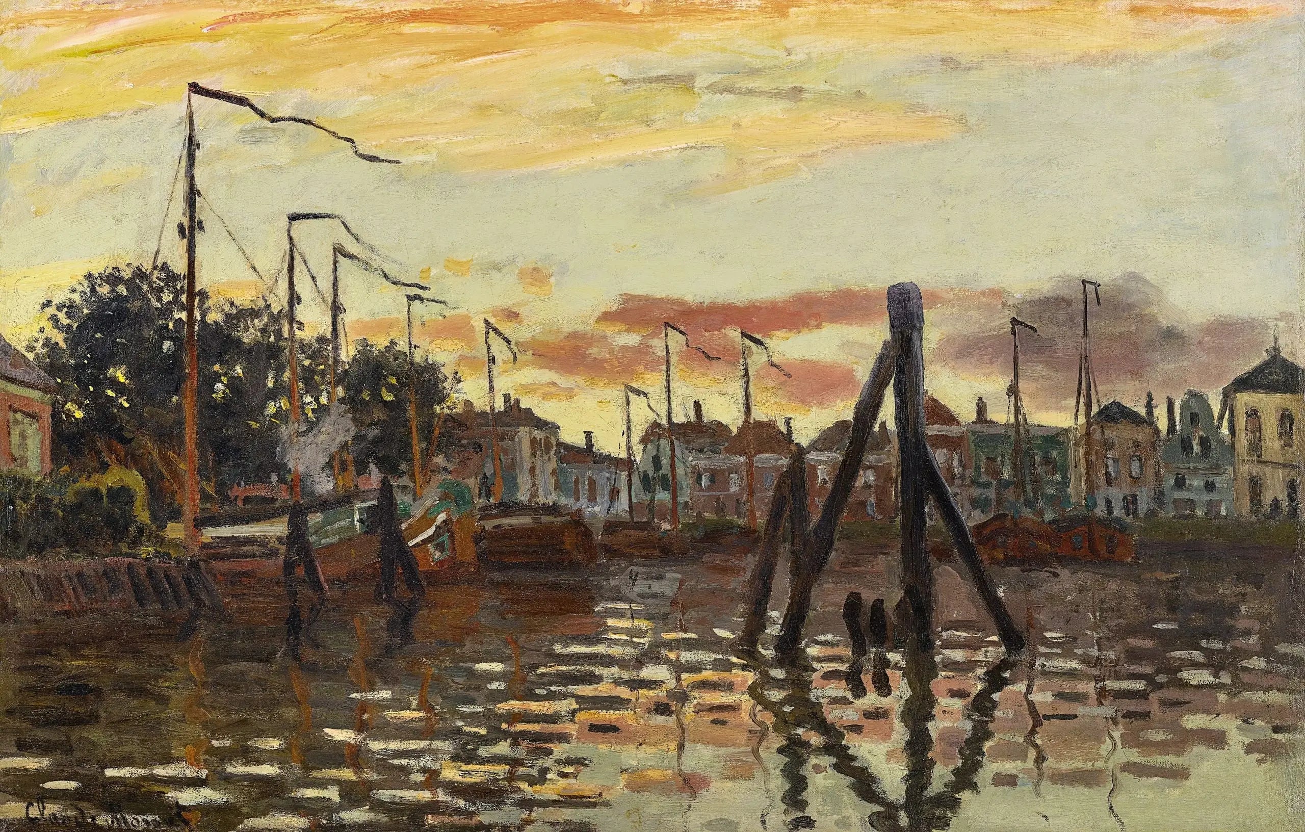 Reproduction du tableau « Le port de Zaandam - Claude Monet » par Alpha Reproduction en peinture à l’huile