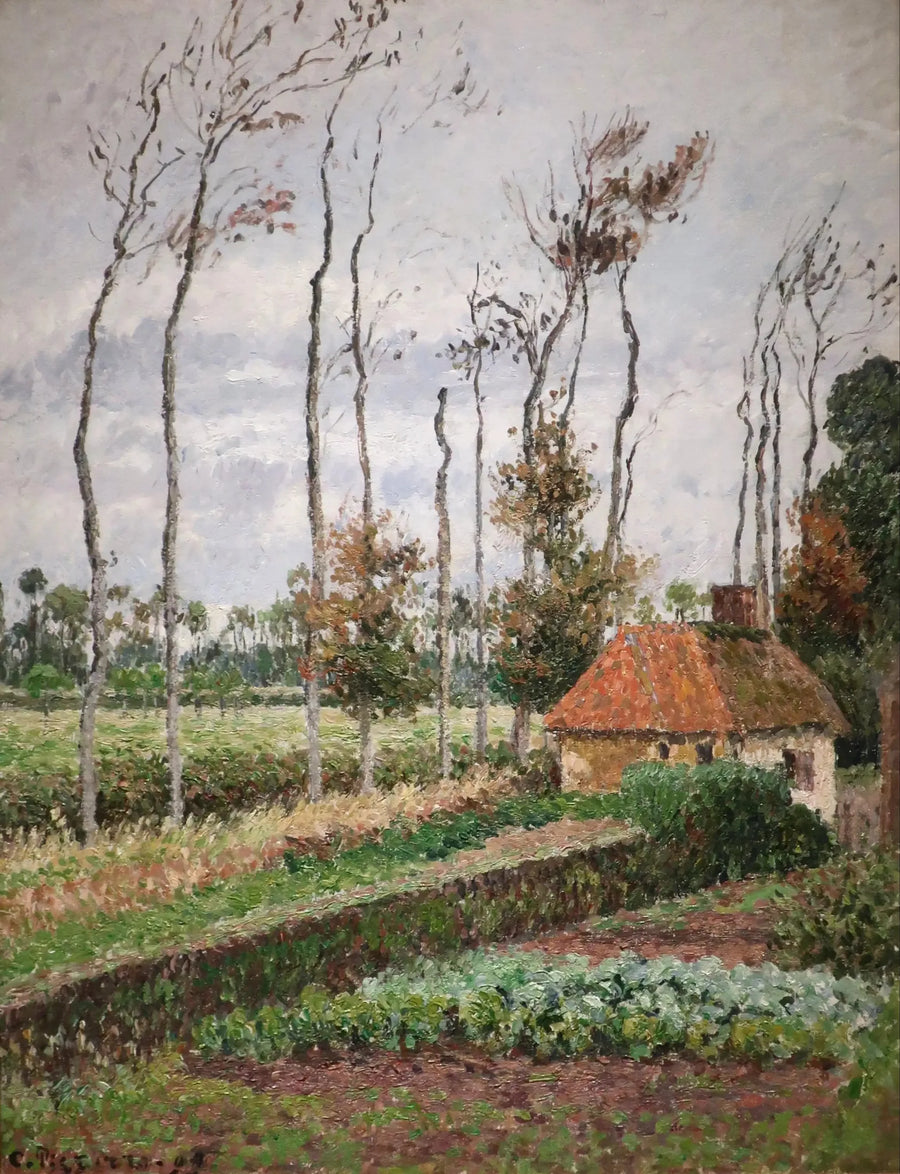 El huerto del manor de Ango, Varangeville, tiempo gris - Camille Pissarro
