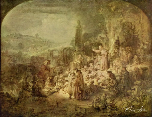 Le prêche de Jean Baptiste - Rembrandt van Rijn - Reproductions de tableaux et peintures haut de gamme