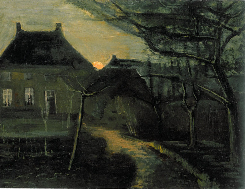 El presbiterio de Nuenen a la luz de la luna - Vincent van Gogh