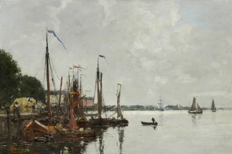 El muelle de Amberes, Bélgica - Eugène Boudin