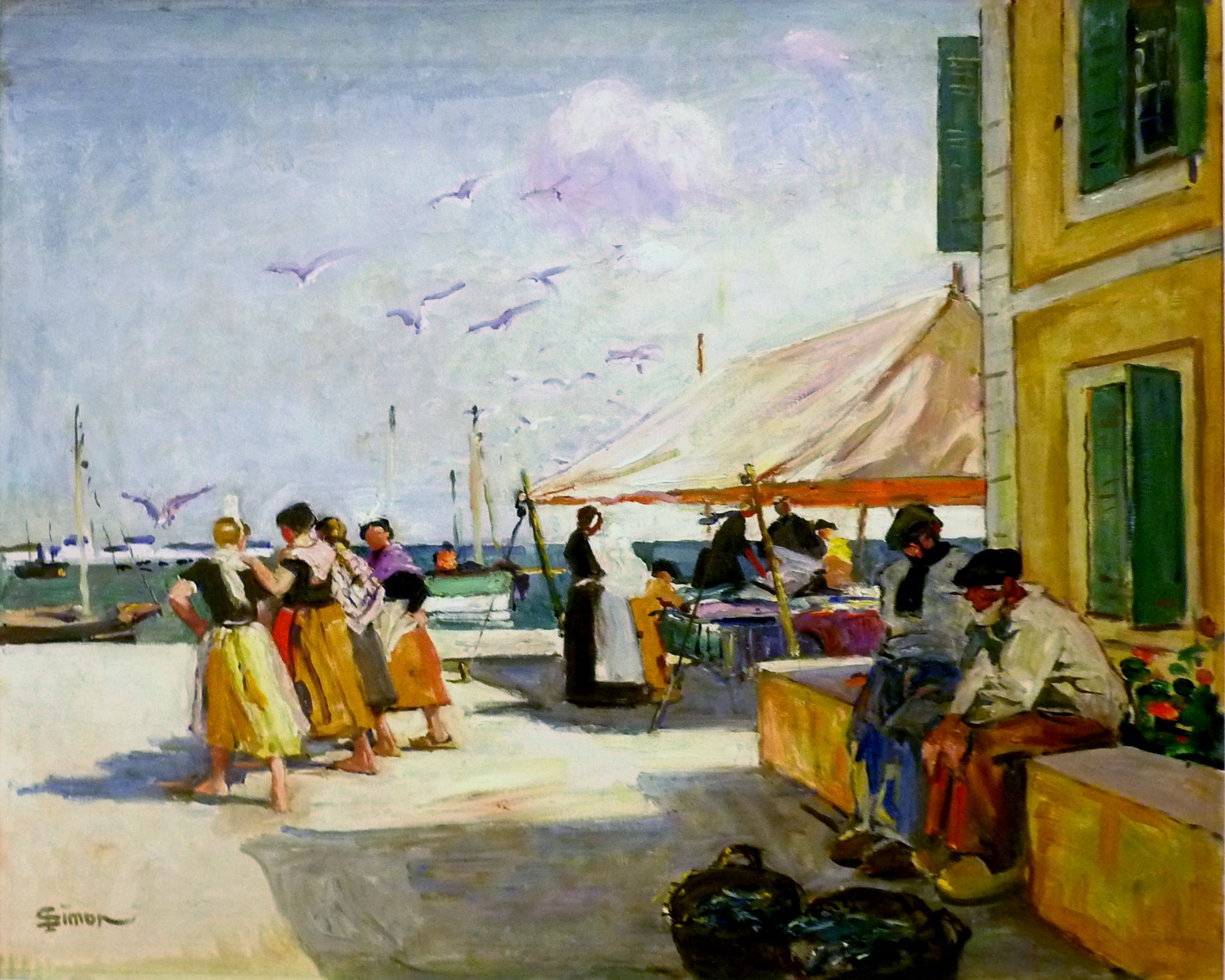 Le Quai de Kerity - Lucien Simon image 1 copie peinte à la main à l’huile