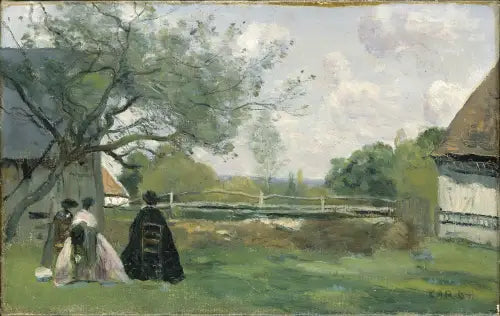 El reposo frente a la granja - Jean-Baptiste Camille Corot